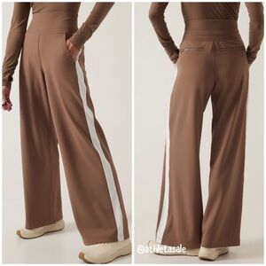 Athleta Brown Wide Leg Pants with White Stripe